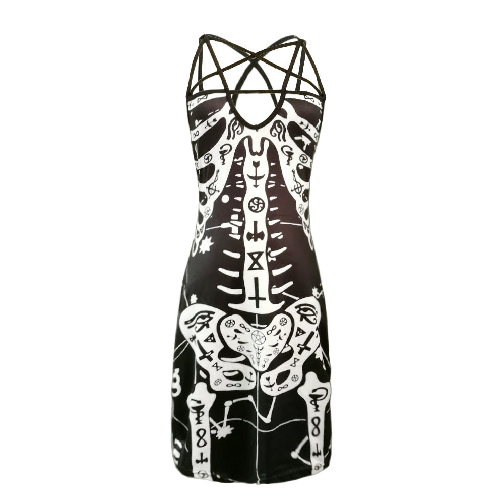 Damen figurbetontes Midi-Kleid mit grafischem Druck Drune
