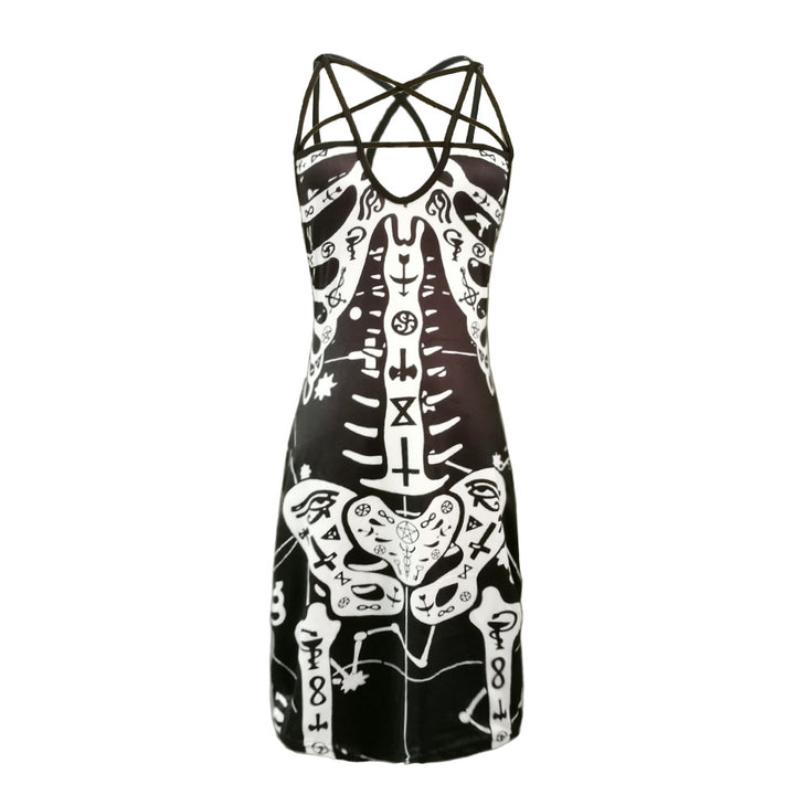 Damen figurbetontes Midi-Kleid mit grafischem Druck Drune