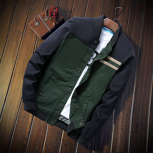 Herren Canvas-Bomberjacke im Field-Stil mit kontrastierenden Ärmeln und Bruststreifen Drune