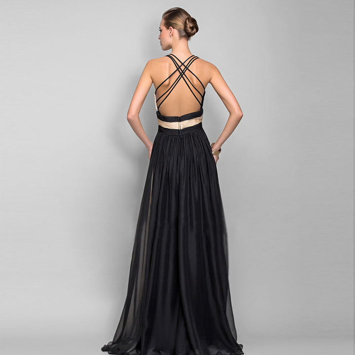 Drune | V-Ausschnitt Ärmelloses Farbblockkleid