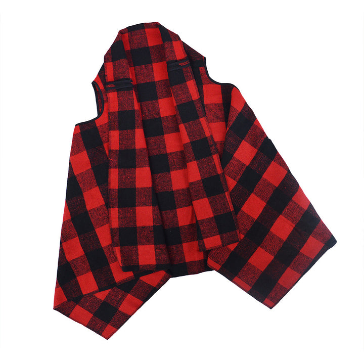 Damen Üppiger karierten Poncho Drune