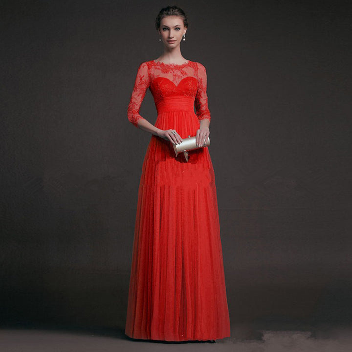Damen Elegantes Abendkleid mit transparenter Spitze und schickem Rock Drune