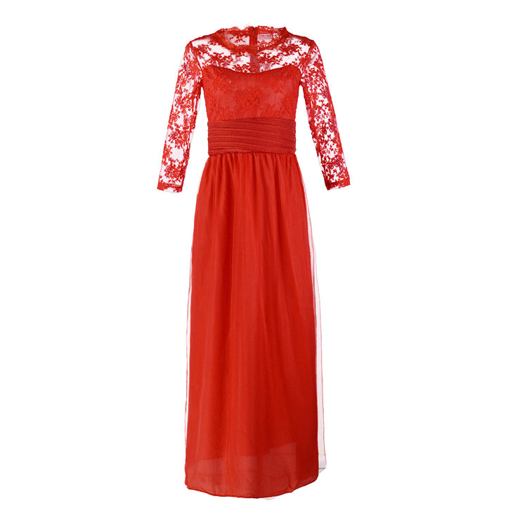 Damen Elegantes Abendkleid mit transparenter Spitze und schickem Rock Drune