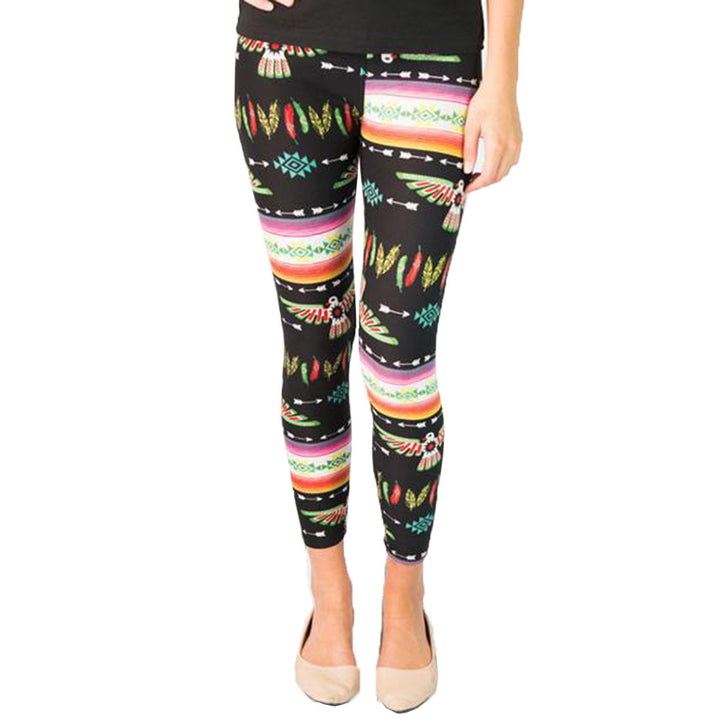 Damen Stretch-Leggings mit Ethno-Print, hohem Bund & elastischem Komfort Drune