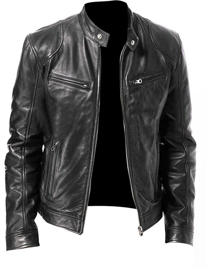 Drune | Casual Jacke aus veganem Leder ohne Kapuze für Männer - Geeignet für jeden Anlass