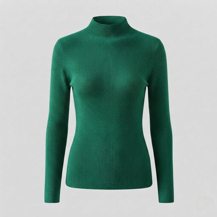 Damen Eleganter Slim-Fit Rollkragenpullover aus flauschigem Angora-Mix mit feiner Rippstruktur Drune