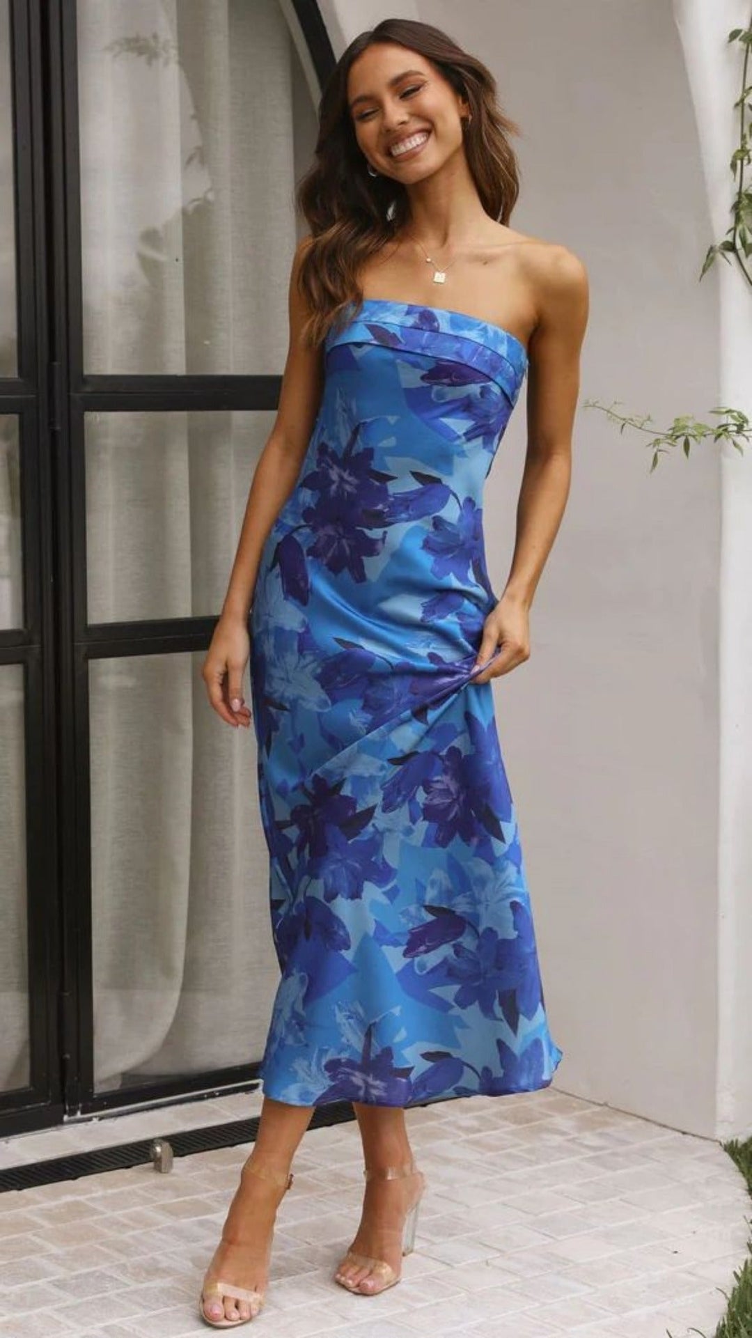 Drune | Satin rückenfreies Röhrentop Kleid
