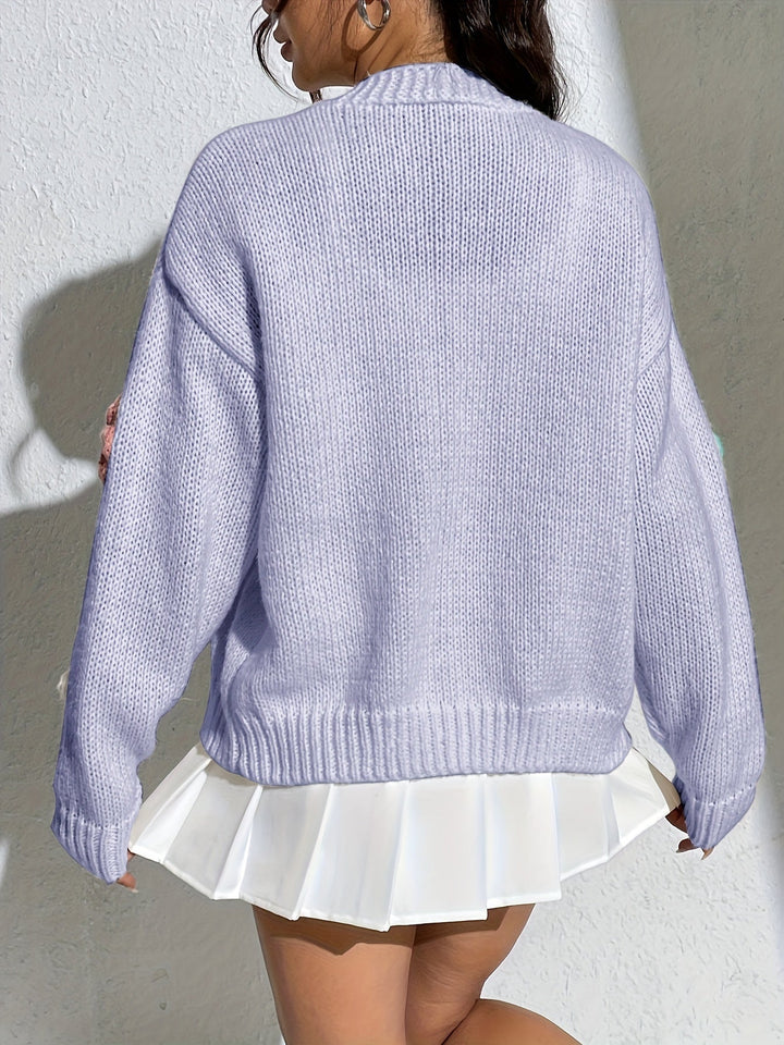 Drune | Blumenmuster Wolle Strickjacke Für Damen - Perfekt für Casual Days