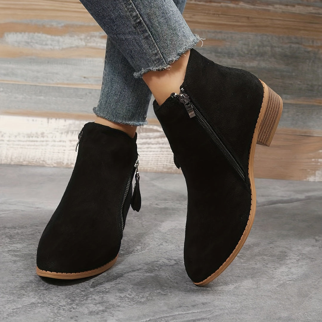 Drune - elegante spitze Stiefeletten mit Absatz und Reißverschluss
