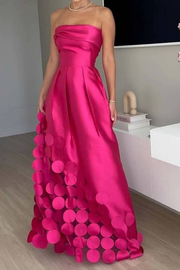 Drune | Luxuriös Poise Satin Gespaltenes Mesh-Punkted Stoff Off-Shoulder Formale Maxi-Kleid