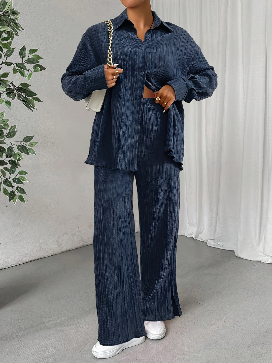 Drune | Mit Knöpfen & Hosen Mit Elastischem Bund Outfit Set Für Damen - Ideal für Herbst/Winter