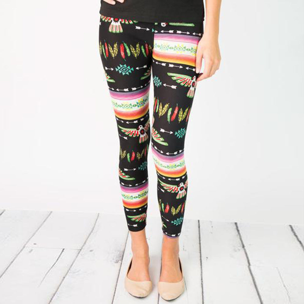 Damen Stretch-Leggings mit Ethno-Print, hohem Bund & elastischem Komfort Drune