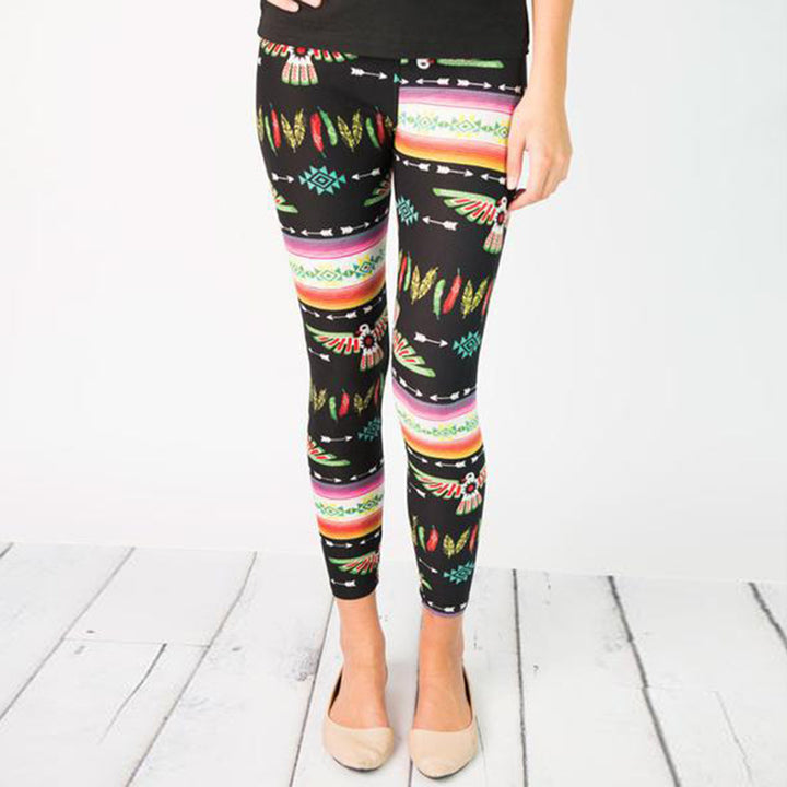 Damen Stretch-Leggings mit Ethno-Print, hohem Bund & elastischem Komfort Drune