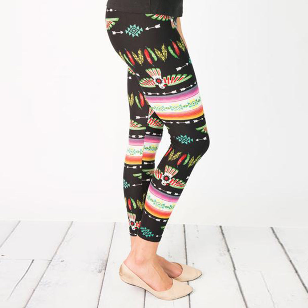 Damen Stretch-Leggings mit Ethno-Print, hohem Bund & elastischem Komfort Drune