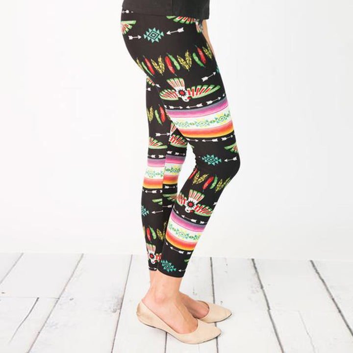 Damen Stretch-Leggings mit Ethno-Print, hohem Bund & elastischem Komfort Drune