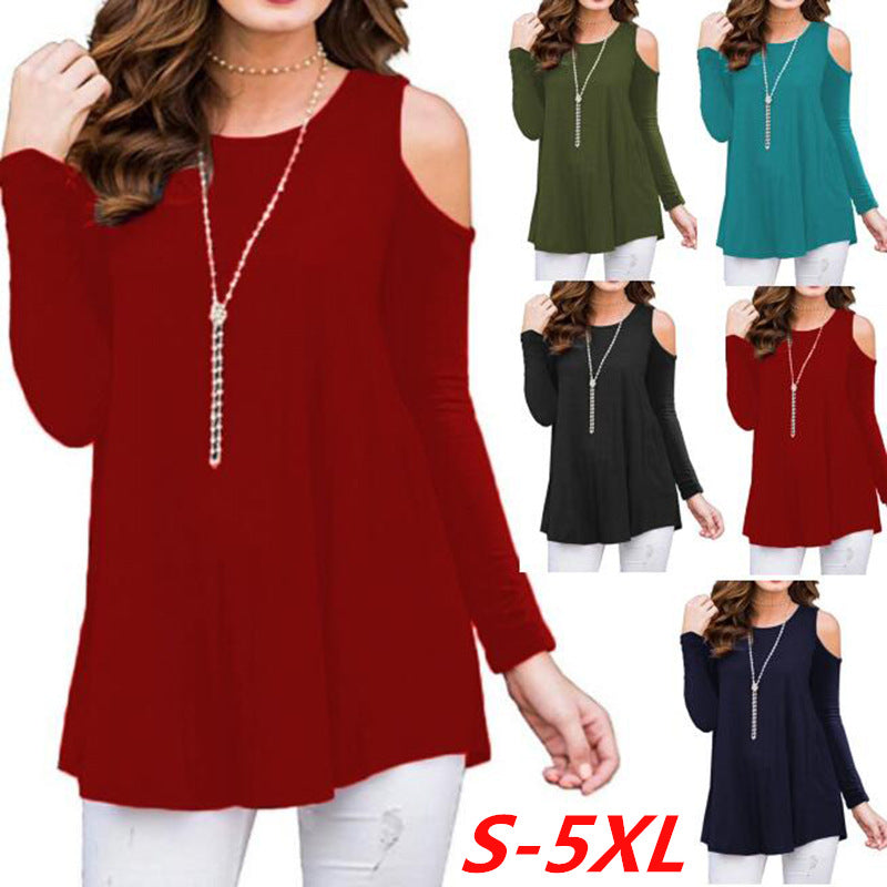 Damen Langarm-Tunika mit Cut-Out-Schultern aus Jersey Drune