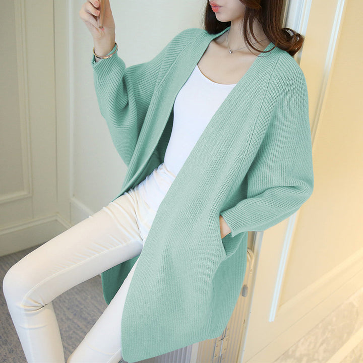 Damen lässiger Longcardigan mit offener Front und feinem Strickmuster Drune