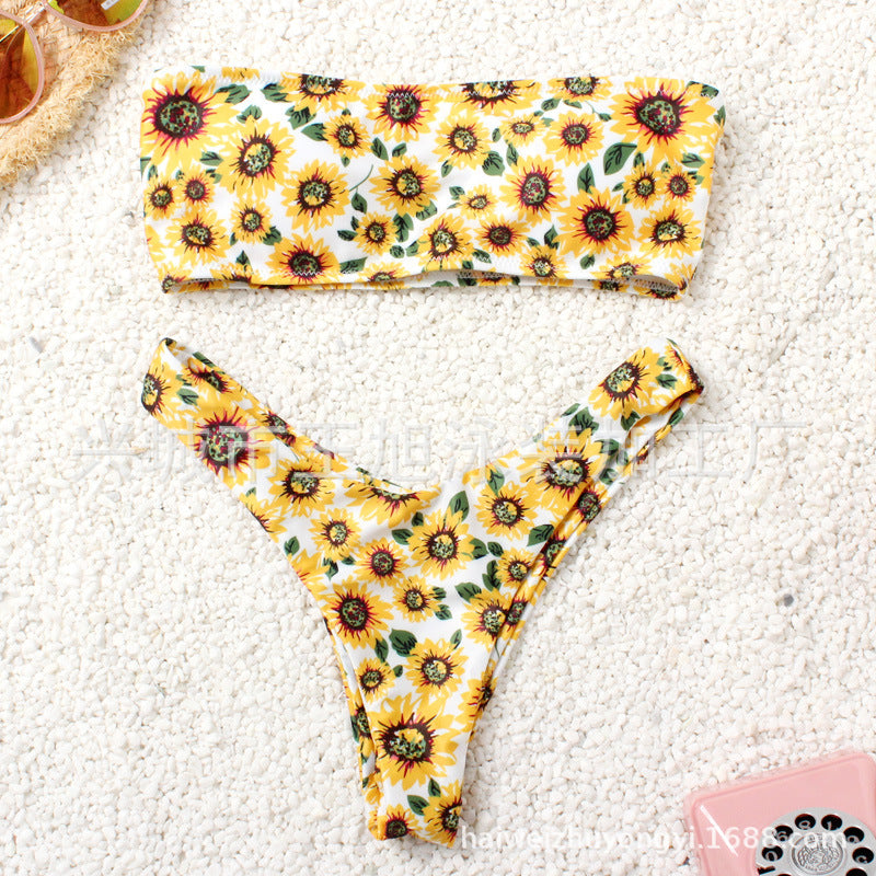 Damen Bikini-Set mit bandeau Oberteil und hoher Beinausschnitt Drune