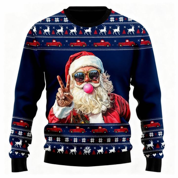 Drune | Laut, Stolz & Unübersehbar: Santa Print Hässlicher Weihnachtspullover