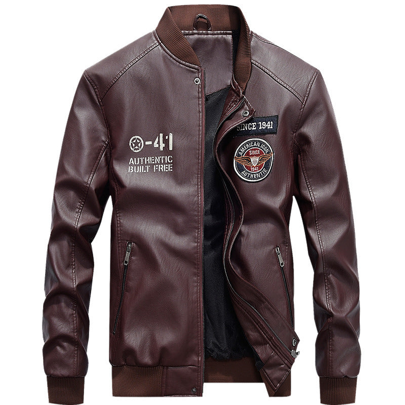 Herren Sportliche Kunstlederbomberjacke Drune