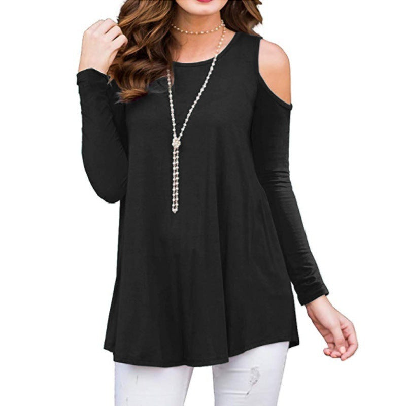 Damen Langarm-Tunika mit Cut-Out-Schultern aus Jersey Drune