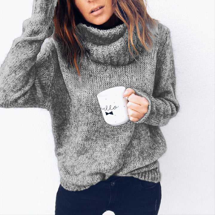 Damen Strickpullover mit hohem Kragen und modernem Schnitt Drune