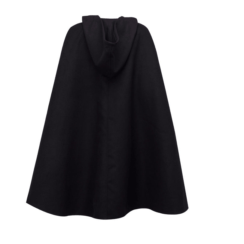 Damen Kapuzen-Umhang aus Fleece mit weitem A‑Linien‑Cape und Frontschlitz Drune