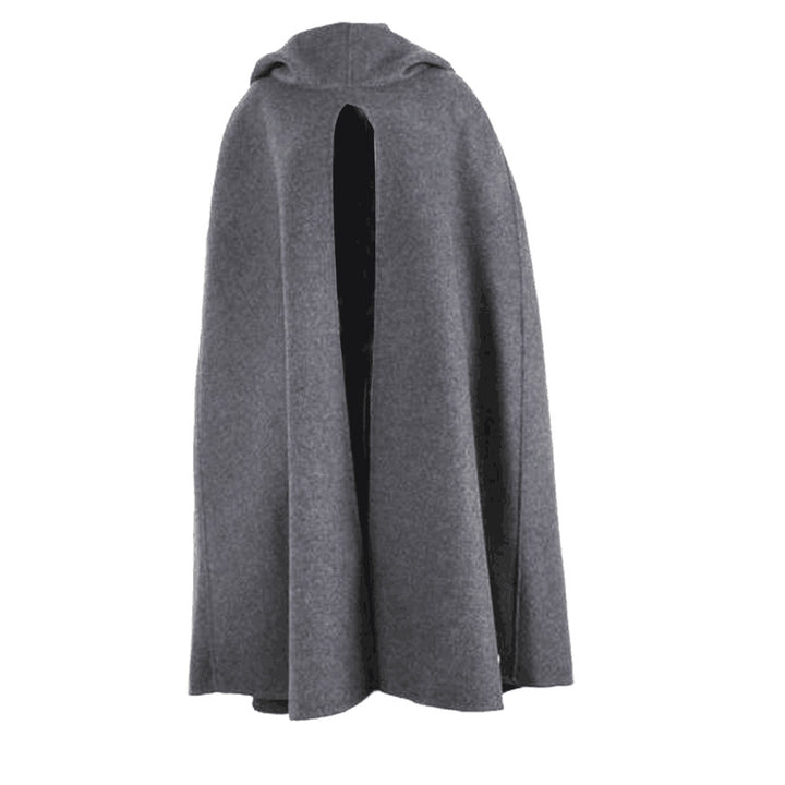 Damen Kapuzen-Umhang aus Fleece mit weitem A‑Linien‑Cape und Frontschlitz Drune