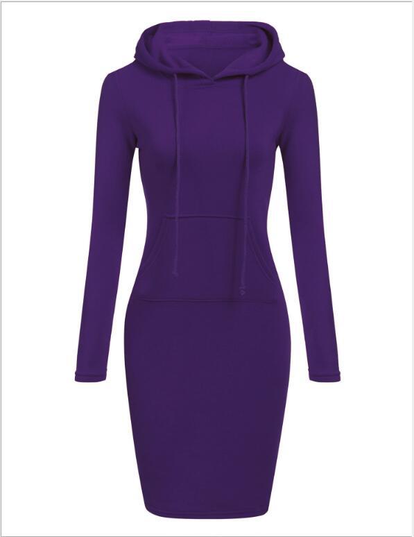 Damen Hoodie-Kleid mit praktischen Taschen und Kapuze Drune