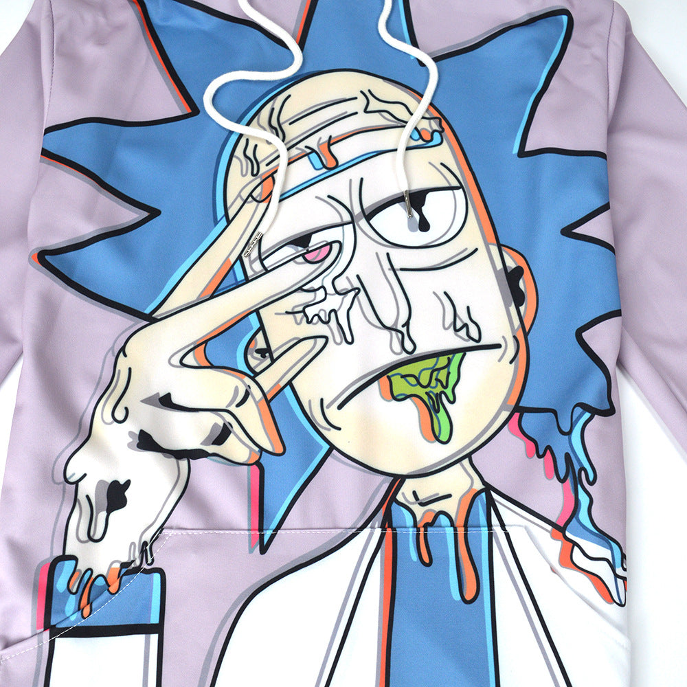 Unisex Kapuzenpullover mit großflächigem Cartoon-Print, tropfender Grafik & Kängurutasche Drune