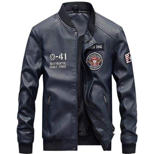 Herren Sportliche Kunstlederbomberjacke Drune