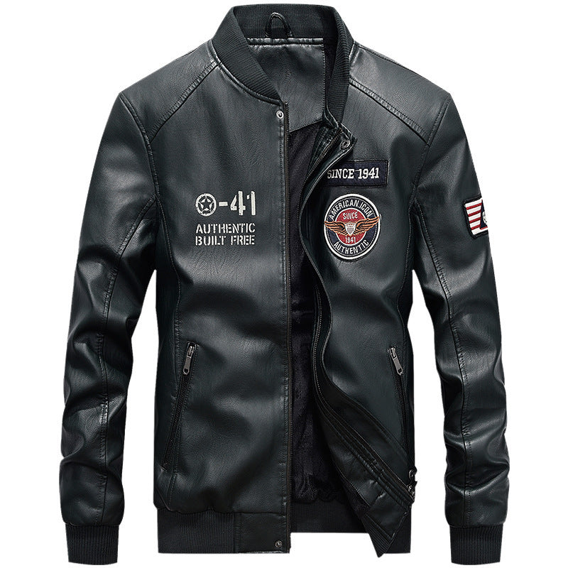 Herren Sportliche Kunstlederbomberjacke Drune