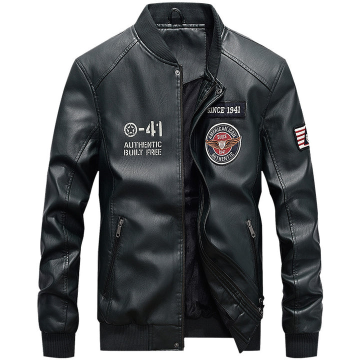 Herren Sportliche Kunstlederbomberjacke Drune