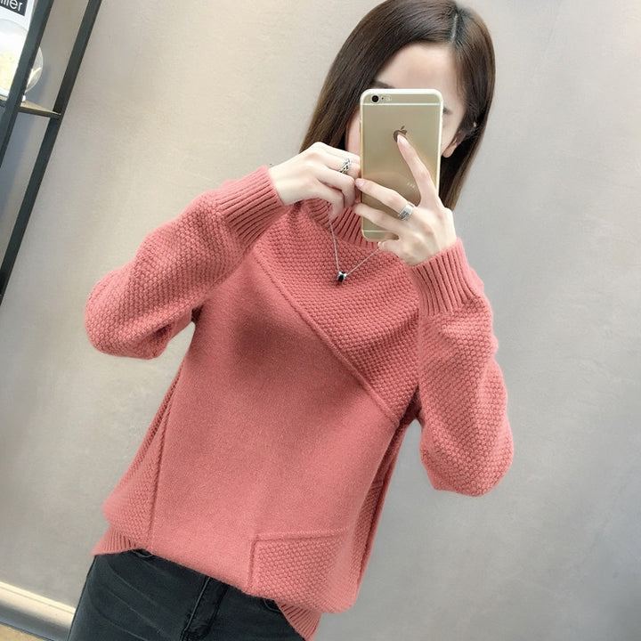 Damen Kuscheliger Pullover mit strukturiertem Design und hohen Kragen Drune