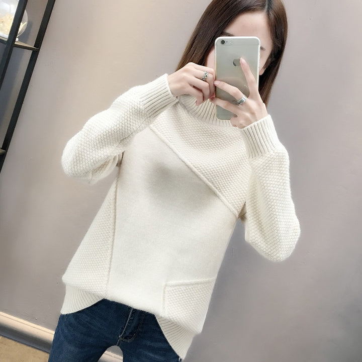 Damen Kuscheliger Pullover mit strukturiertem Design und hohen Kragen Drune