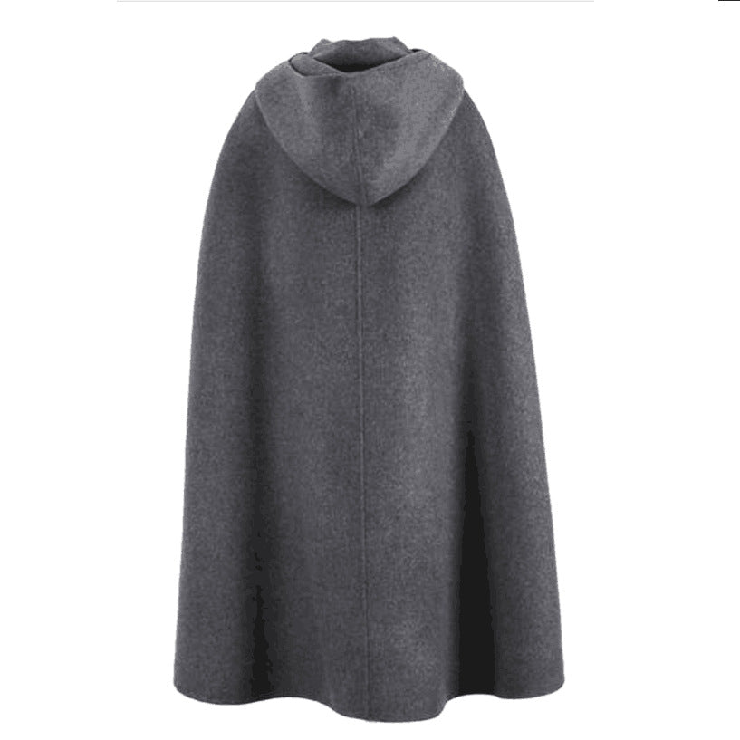 Damen Kapuzen-Umhang aus Fleece mit weitem A‑Linien‑Cape und Frontschlitz Drune