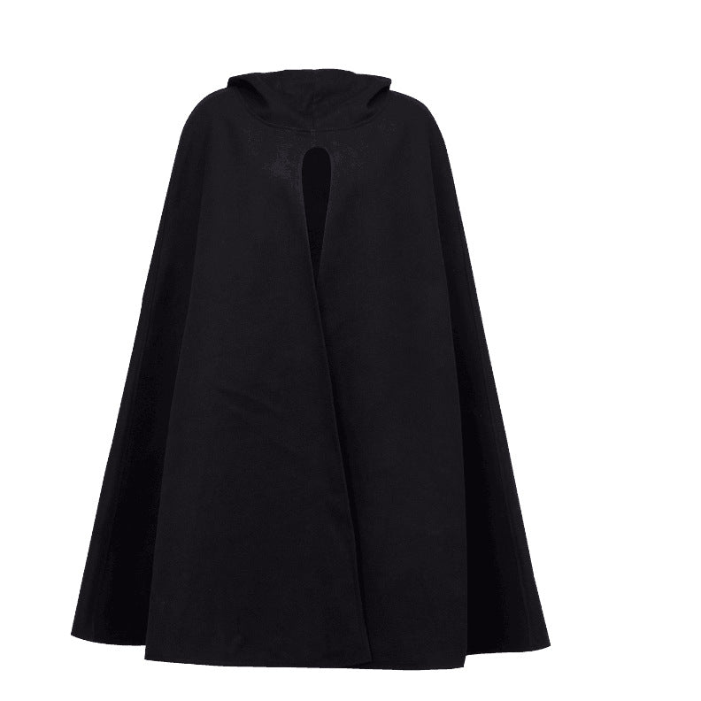Damen Kapuzen-Umhang aus Fleece mit weitem A‑Linien‑Cape und Frontschlitz Drune