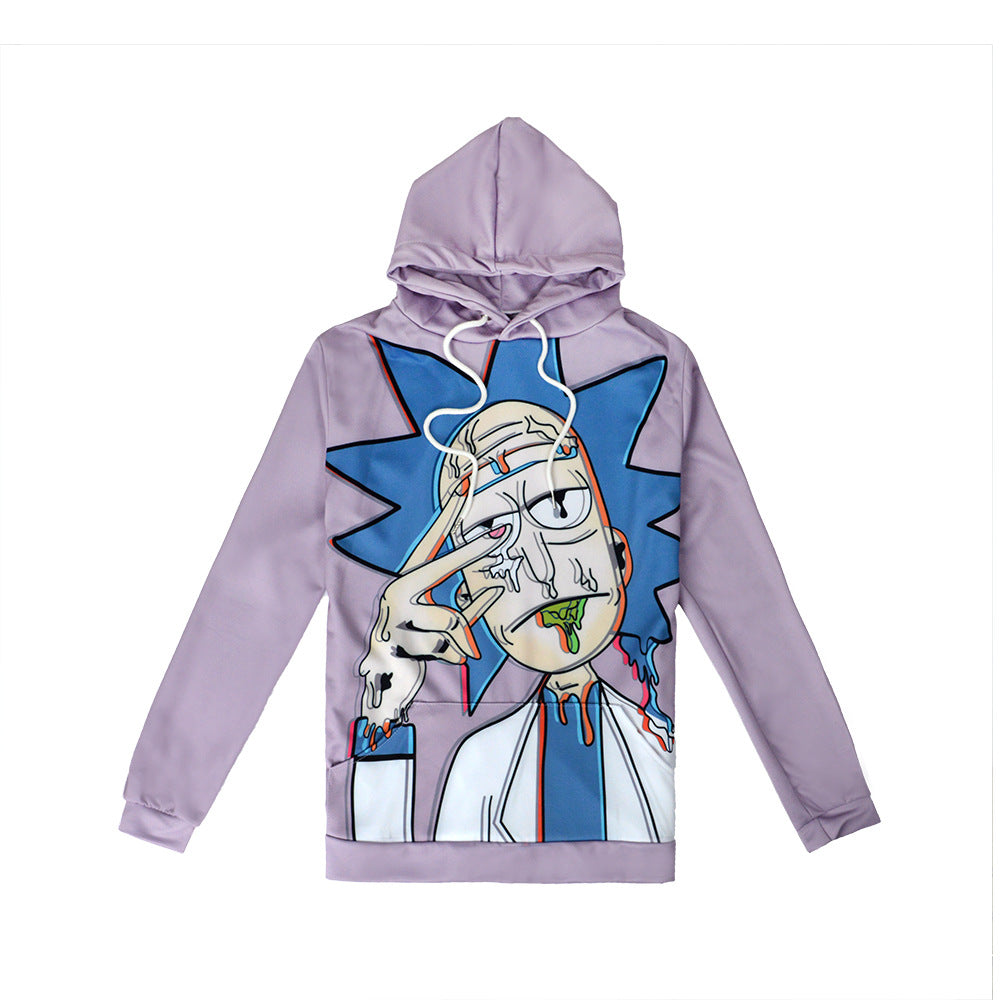 Unisex Kapuzenpullover mit großflächigem Cartoon-Print, tropfender Grafik & Kängurutasche Drune