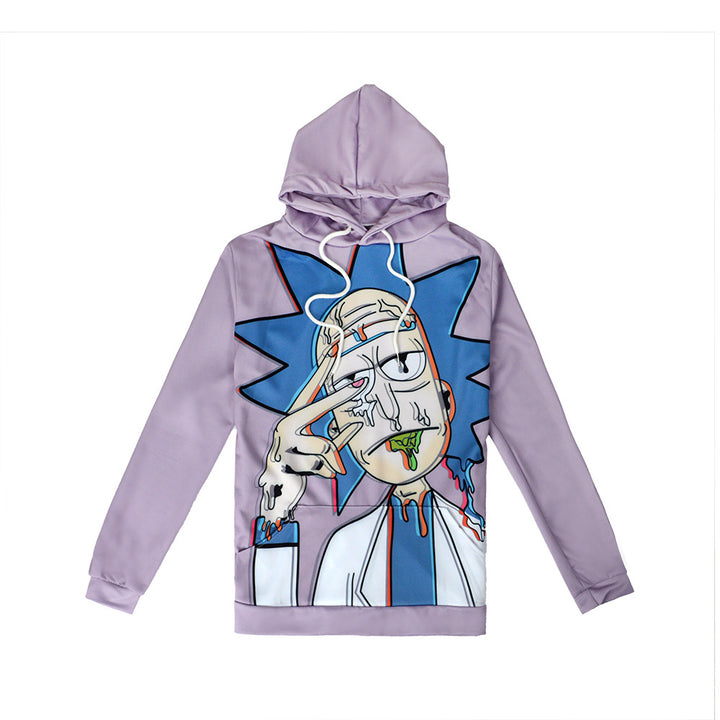 Unisex Kapuzenpullover mit großflächigem Cartoon-Print, tropfender Grafik & Kängurutasche Drune