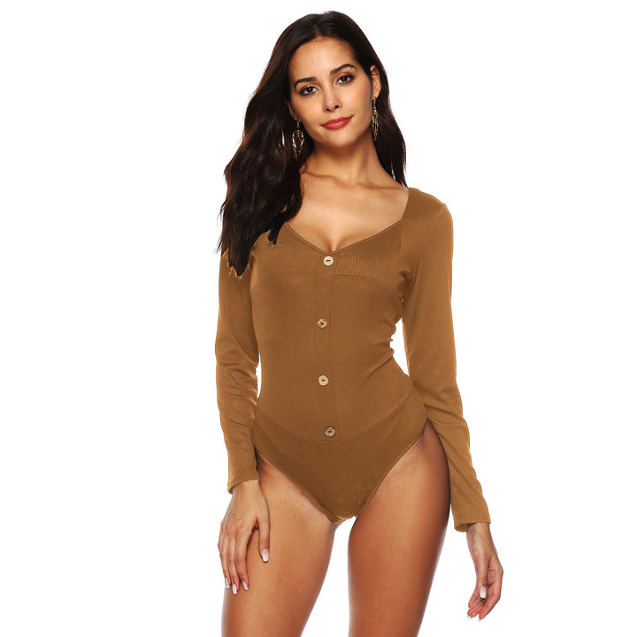 Damen Körperanpassendes Langarm-Body Drune