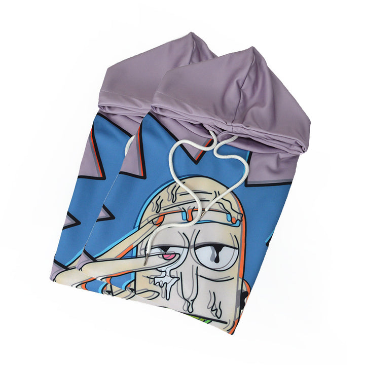 Unisex Kapuzenpullover mit großflächigem Cartoon-Print, tropfender Grafik & Kängurutasche Drune