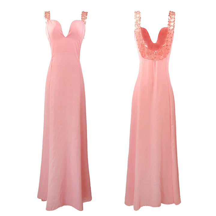 Damen elegantes Abendkleid mit tiefem V-Ausschnitt und schimmernden Details Drune