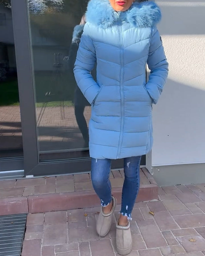 Drune | Lässige Einfarbige Wattierte Jacke mit Reißverschluss und Tasche