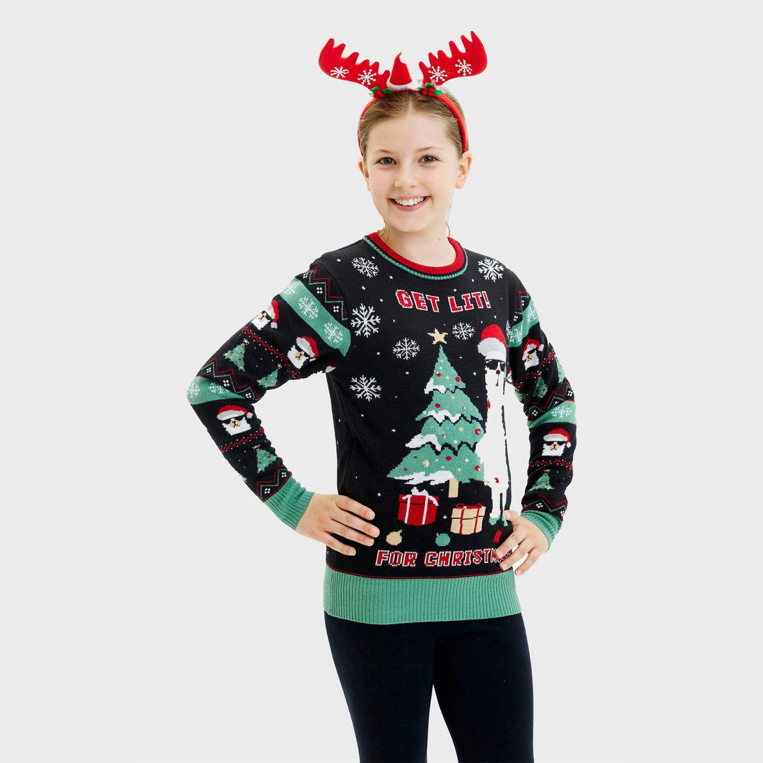 Drune | Get Lit Llama Weihnachten Weihnachtspullover - Damen