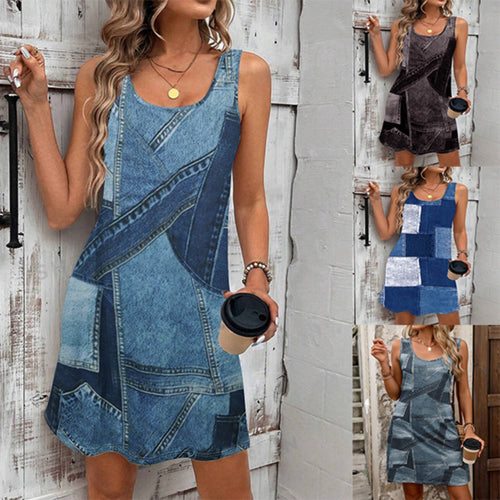 Drune | Kleid mit Denim-Print