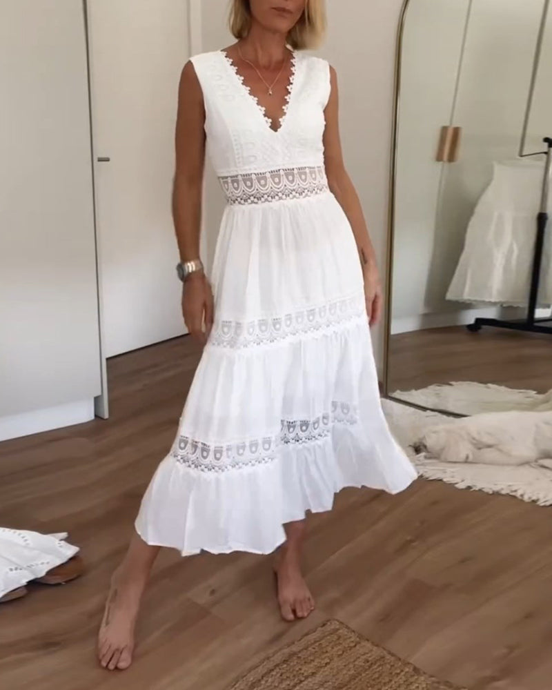 Damenkleid mit weißer Spitze