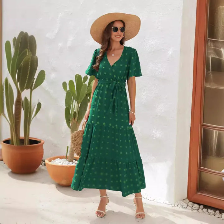 Drune | Swiss Dot Rüsch Midi Kleid