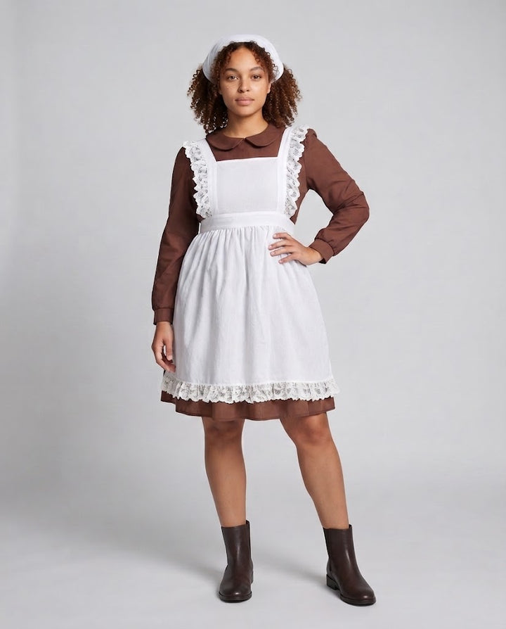 Damen Vintage Landhauskleid mit Rüschen und Spitzenakzenten Drune