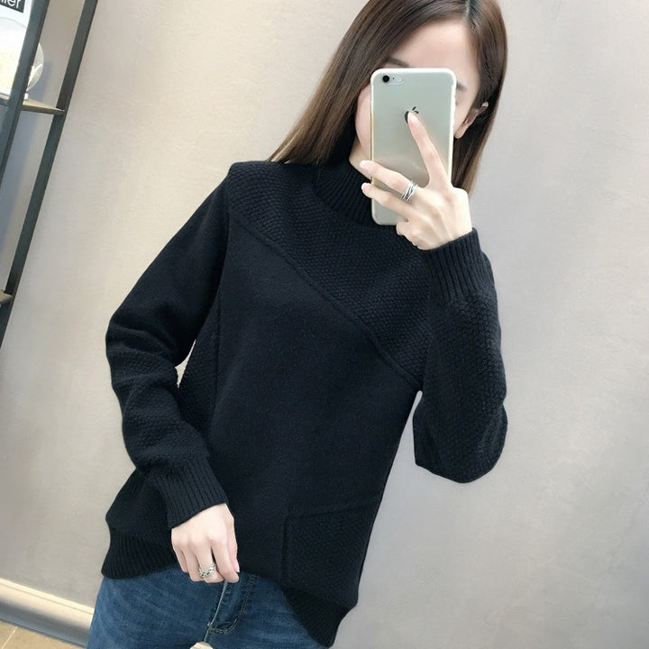 Damen Kuscheliger Pullover mit strukturiertem Design und hohen Kragen Drune