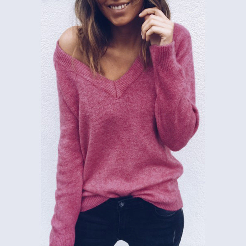 Damen Pullover mit V-Ausschnitt und lässigem Schnitt Drune